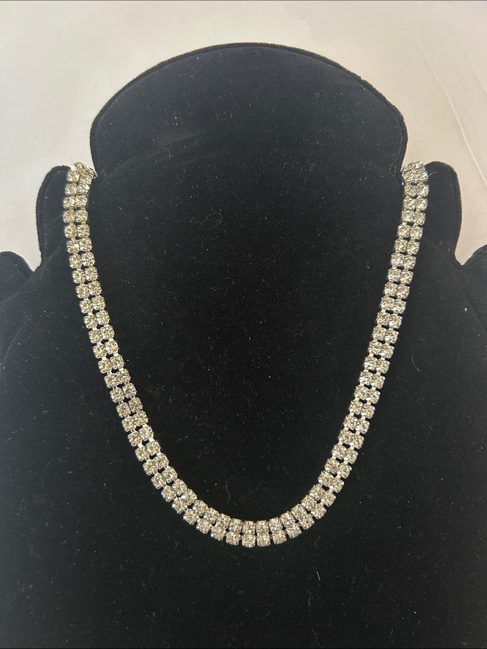 Classic Crystal Tennis Necklace - Silver Tone